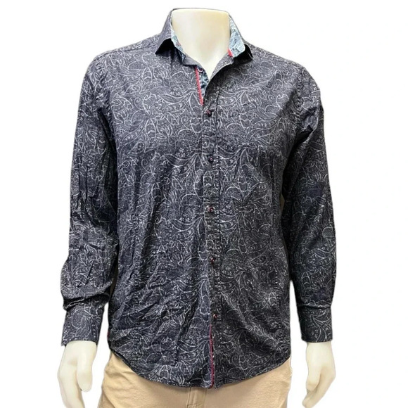 Daniel Hechter Blue Printed Long Sleeve Button Down Dress Shirts Size Large - Picture 1 of 10